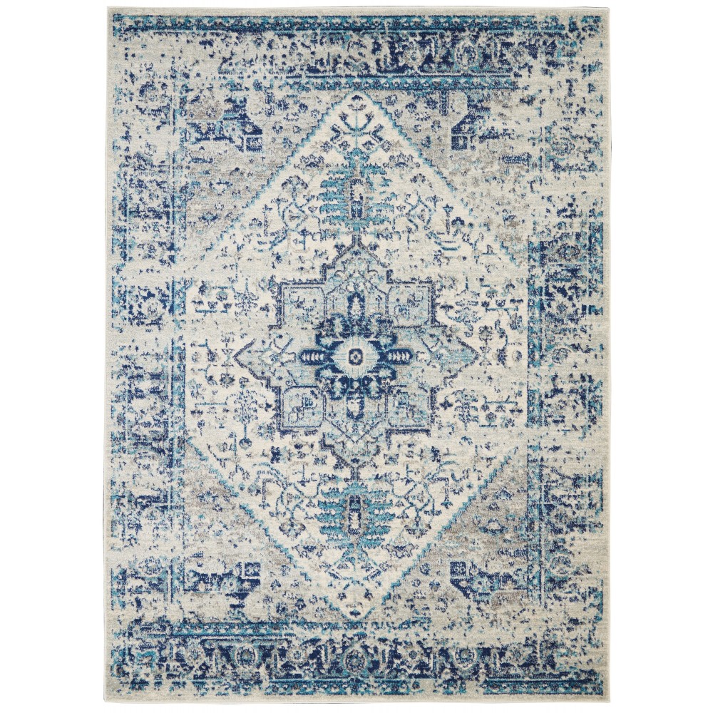 Nourison Tranquil TRA06 Area Rug, Ivory/Light Blue, 5'3" x 7'3"