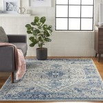 Nourison Tranquil TRA06 Area Rug, Ivory/Light Blue, 5'3" x 7'3"