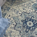 Nourison Tranquil TRA06 Area Rug, Ivory/Light Blue, 5'3" x 7'3"