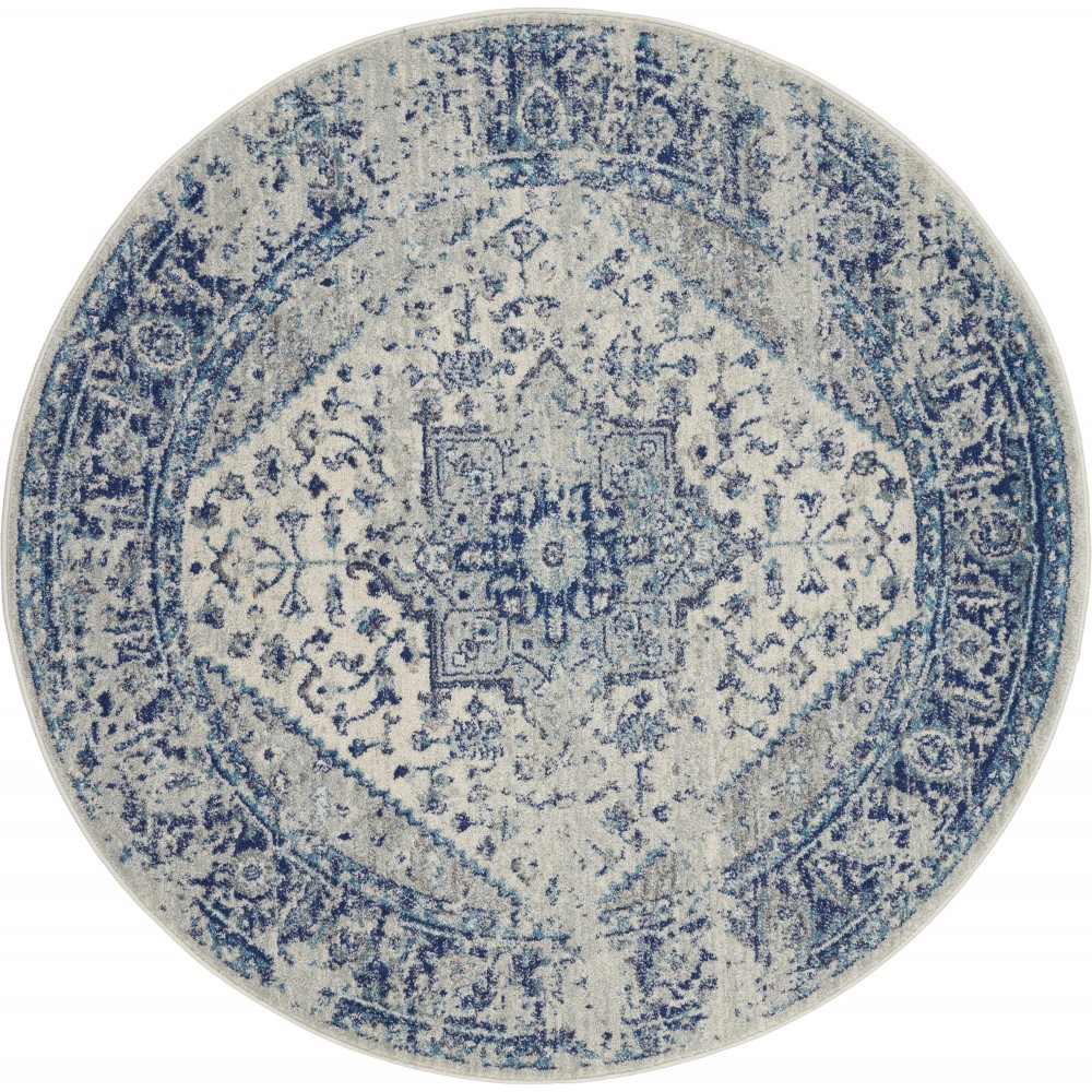 Nourison Tranquil TRA06 Area Rug, Ivory/Light Blue, 5'3" x Round Nourison Tranquil TRA06 Area Rug, Ivory/Light Blue, 5'3" x Round