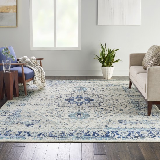 Nourison Tranquil TRA06 Area Rug, Ivory/Light Blue, 7' x 10'