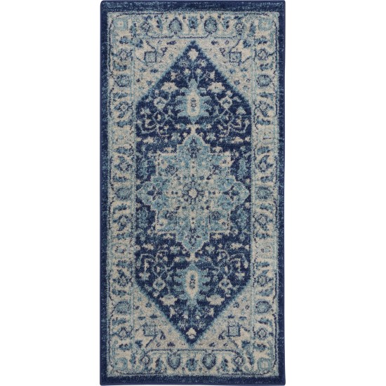 Nourison Tranquil TRA06 Area Rug, Ivory/Navy, 2' x 4'