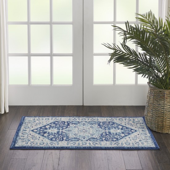 Nourison Tranquil TRA06 Area Rug, Ivory/Navy, 2' x 4'