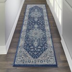 Nourison Tranquil TRA06 Runner Rug, Ivory/Navy, 2'3" x 7'3"