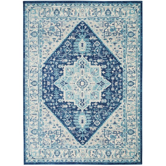 Nourison Tranquil TRA06 Area Rug, Ivory/Navy, 5'3" x 7'3"