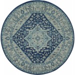 Nourison Tranquil TRA06 Area Rug, Ivory/Navy, 5'3" x Round