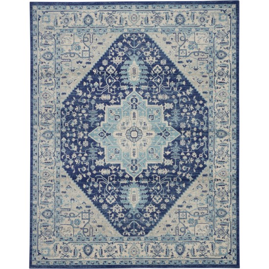 Nourison Tranquil TRA06 Area Rug, Ivory/Navy, 8' x 10'