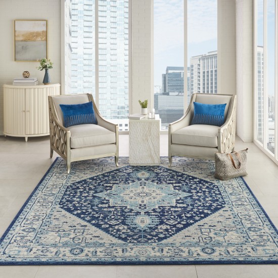 Nourison Tranquil TRA06 Area Rug, Ivory/Navy, 8' x 10'