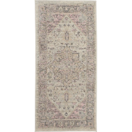 Nourison Tranquil TRA06 Area Rug, Ivory/Pink, 2' x 4'