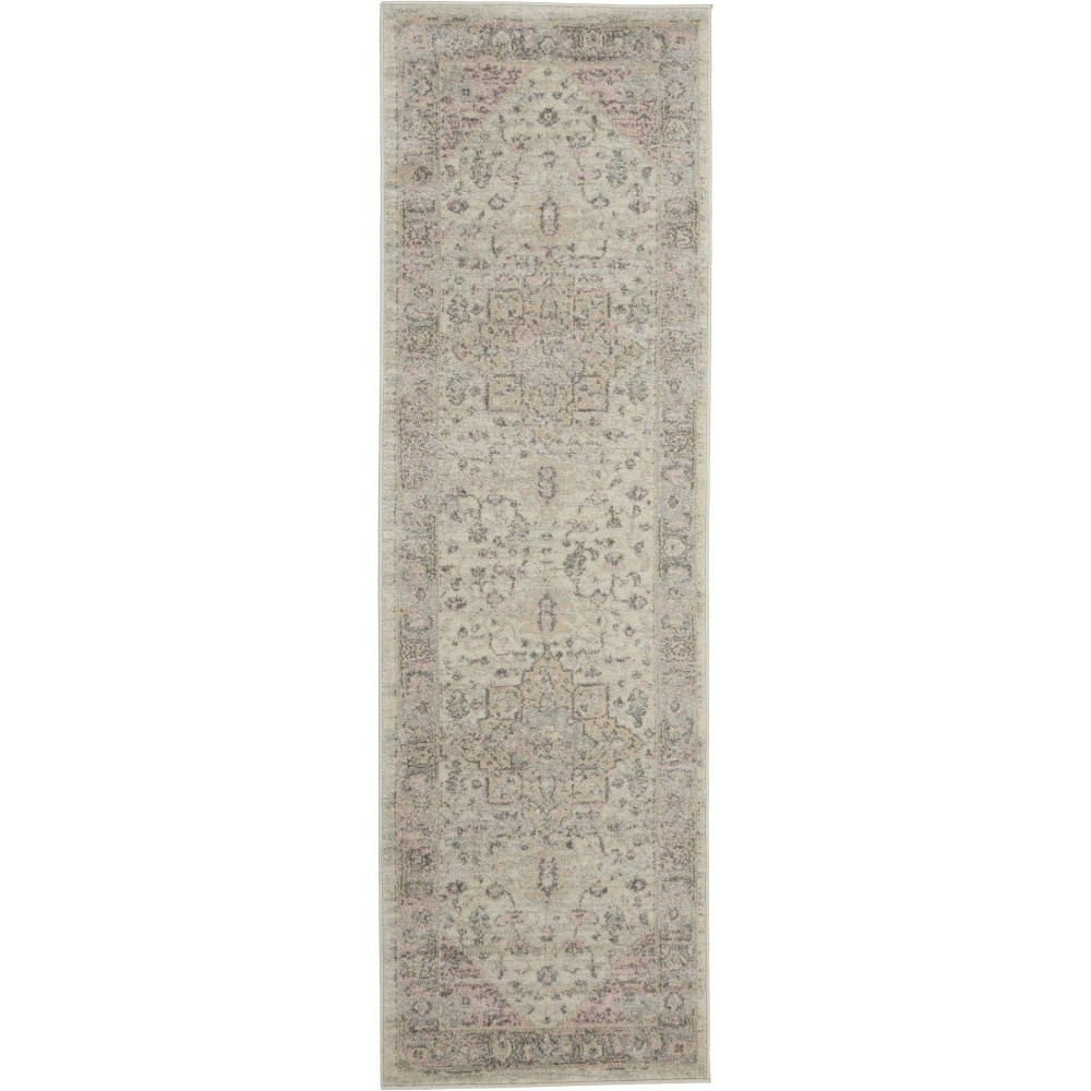 Nourison Tranquil TRA06 Runner Rug, Ivory/Pink, 2'3" x 7'3"