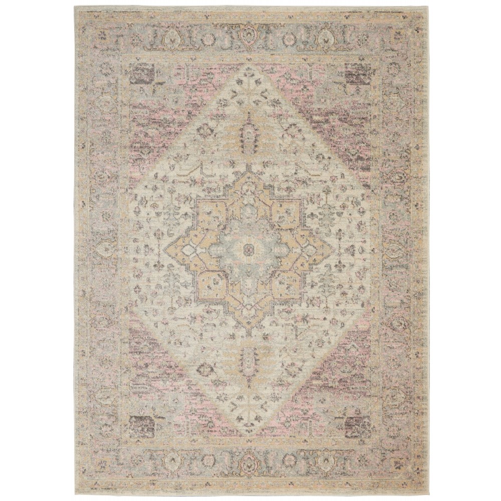 Nourison Tranquil TRA06 Area Rug, Ivory/Pink, 4' x 6'