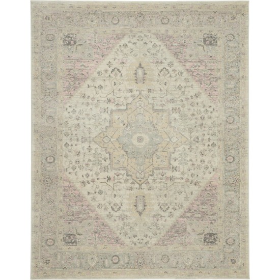 Nourison Tranquil TRA06 Area Rug, Ivory/Pink, 8' x 10'