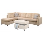 ACME Belville Sectional Sofa w/Pillows (Reversible), Beige Velvet