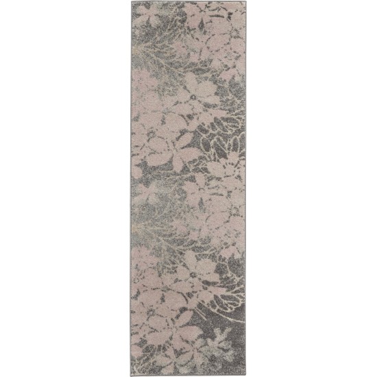 Nourison Tranquil TRA08 Runner Rug, Grey/Pink, 2'3" x 7'3"