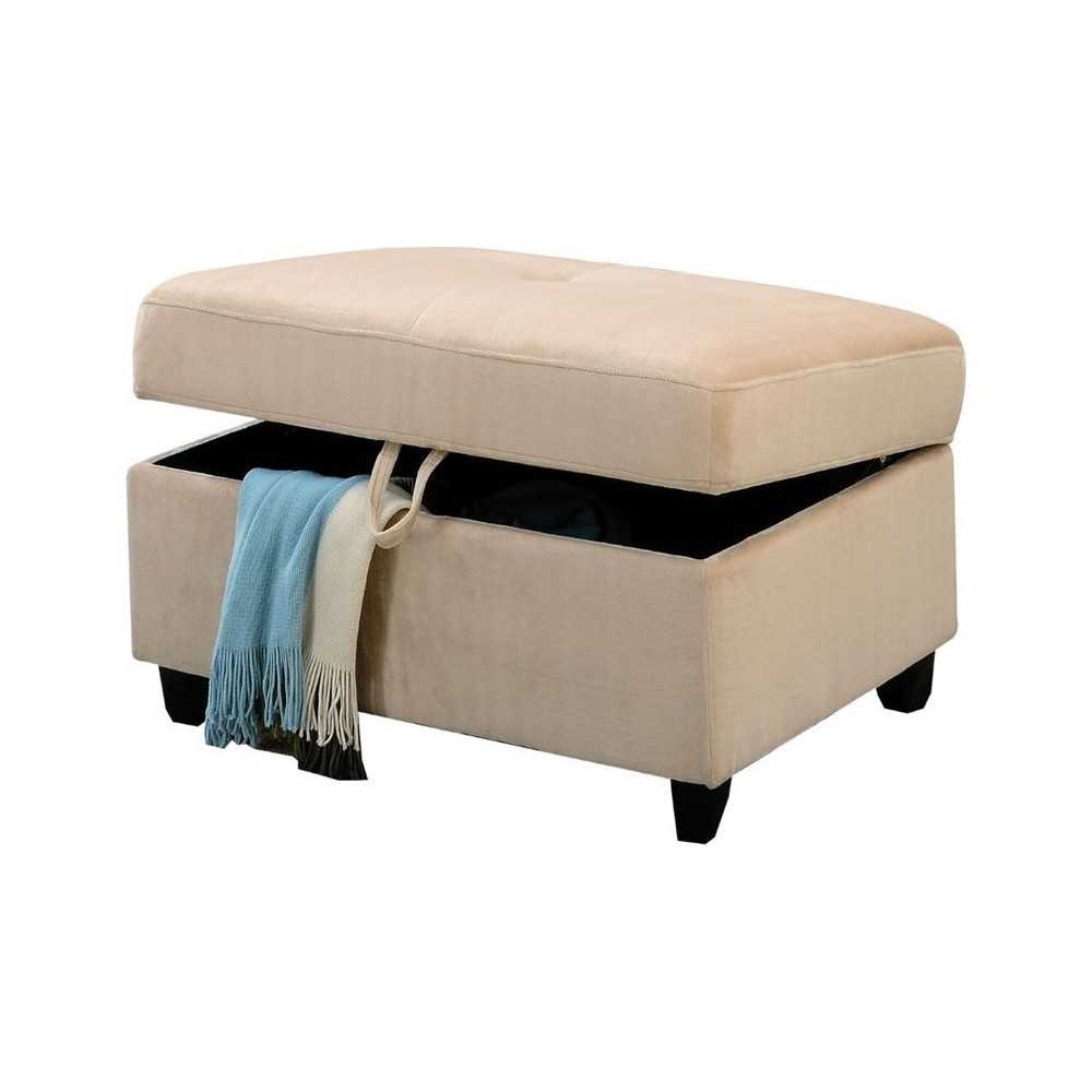 ACME Belville Ottoman w/Storage, Beige Velvet