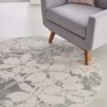 Nourison Tranquil TRA08 Area Rug, Grey/Pink, 5'3" x Round