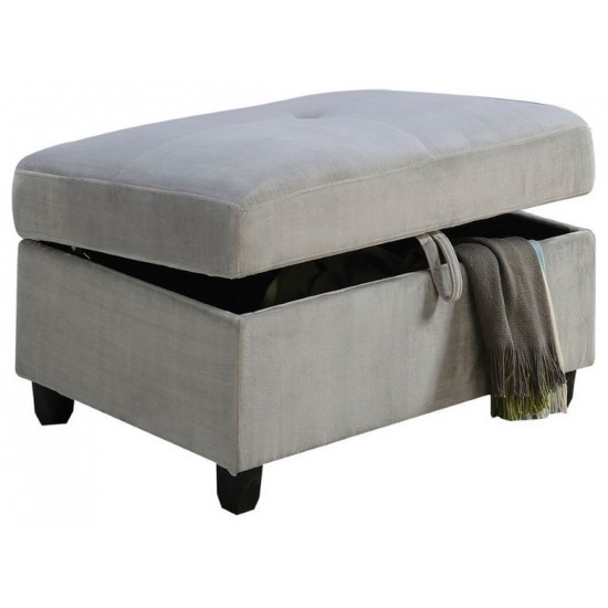 ACME Belville Ottoman w/Storage, Gray Velvet