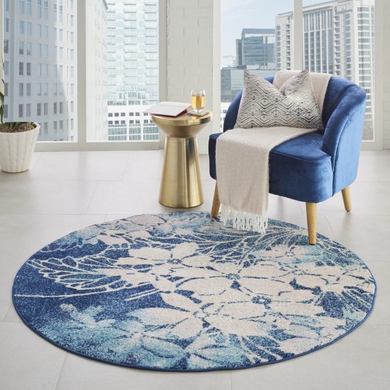 Nourison Tranquil TRA08 Area Rug, Navy/Pink, 5'3" x Round