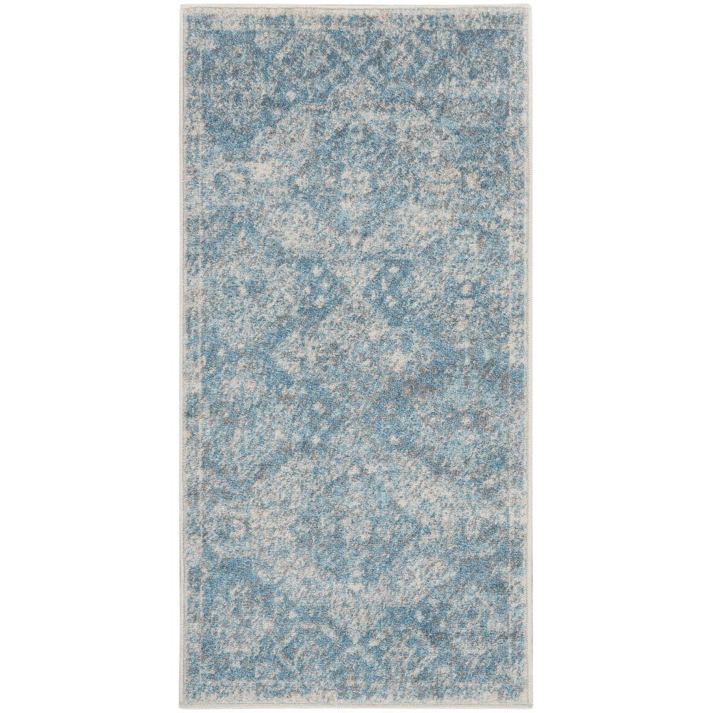 Nourison Tranquil TRA13 Runner Rug, Light Blue/Ivory, 2' x 4'