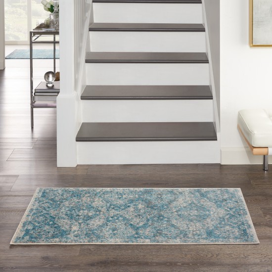 Nourison Tranquil TRA13 Runner Rug, Light Blue/Ivory, 2' x 4'