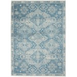 Nourison Tranquil TRA13 Area Rug, Light Blue/Ivory, 4' x 6'