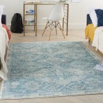 Nourison Tranquil TRA13 Area Rug, Light Blue/Ivory, 4' x 6'