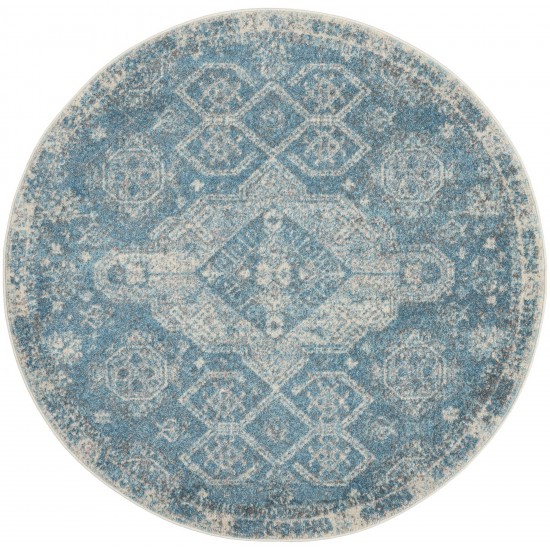 Nourison Tranquil TRA13 Area Rug, Light Blue/Ivory, 4' x Round