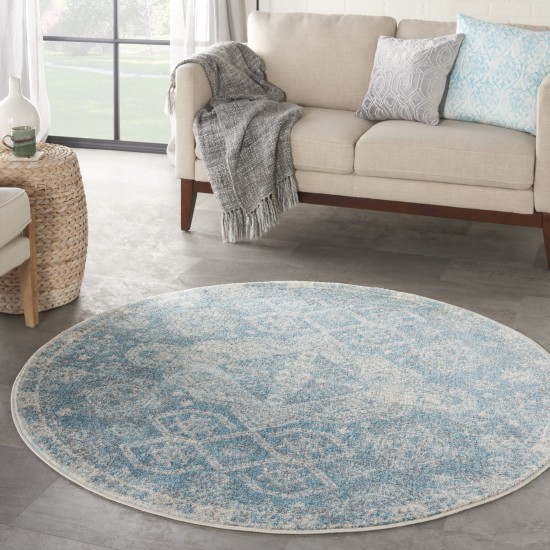 Nourison Tranquil TRA13 Area Rug, Light Blue/Ivory, 4' x Round