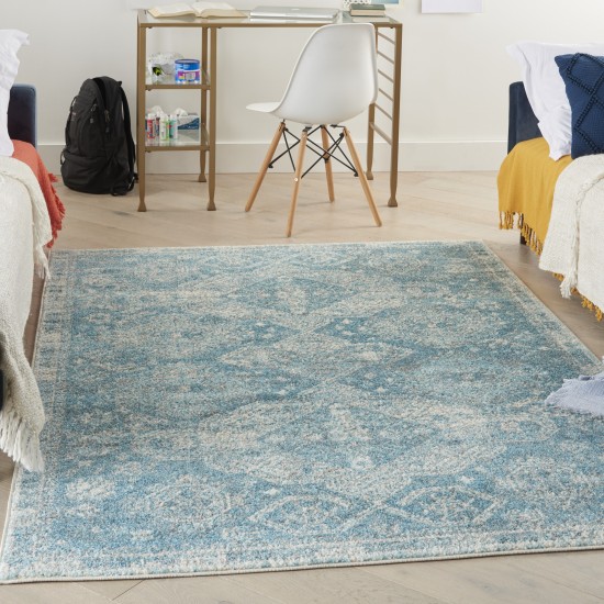 Nourison Tranquil TRA13 Area Rug, Light Blue/Ivory, 5'3" x 7'3"