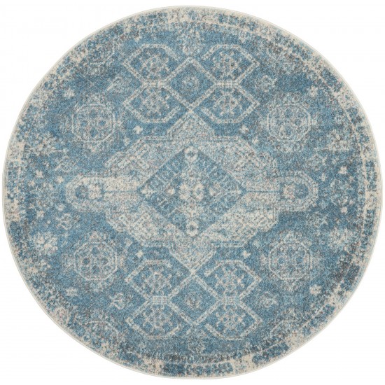 Nourison Tranquil TRA13 Area Rug, Light Blue/Ivory, 5'3" x Round