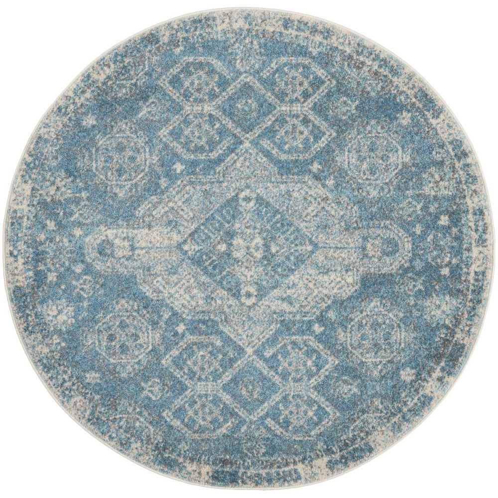 Nourison Tranquil TRA13 Area Rug, Light Blue/Ivory, 5'3" x Round Nourison Tranquil TRA13 Area Rug, Light Blue/Ivory, 5'3" x Round