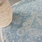 Nourison Tranquil TRA13 Area Rug, Light Blue/Ivory, 5'3" x Round