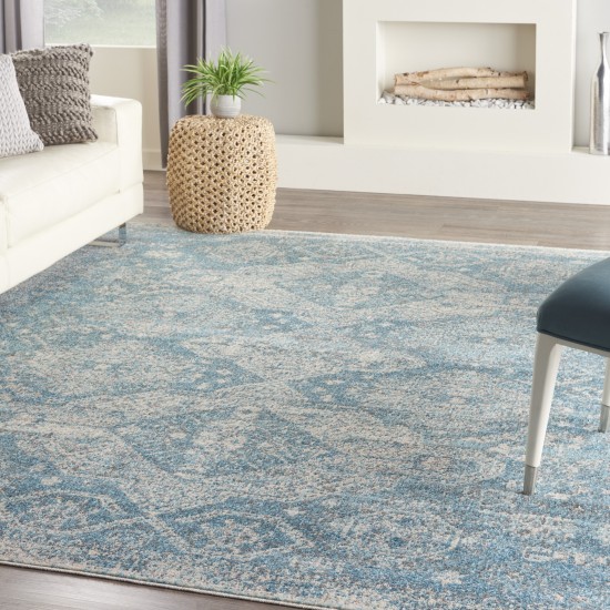 Nourison Tranquil TRA13 Area Rug, Light Blue/Ivory, 7' x 10'