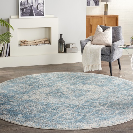 Nourison Tranquil TRA13 Area Rug, Light Blue/Ivory, 7'10" x Round