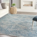 Nourison Tranquil TRA13 Area Rug, Light Blue/Ivory, 8' x 10'