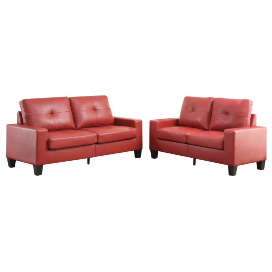 ACME Platinum II Sofa & Loveseat, Red PU