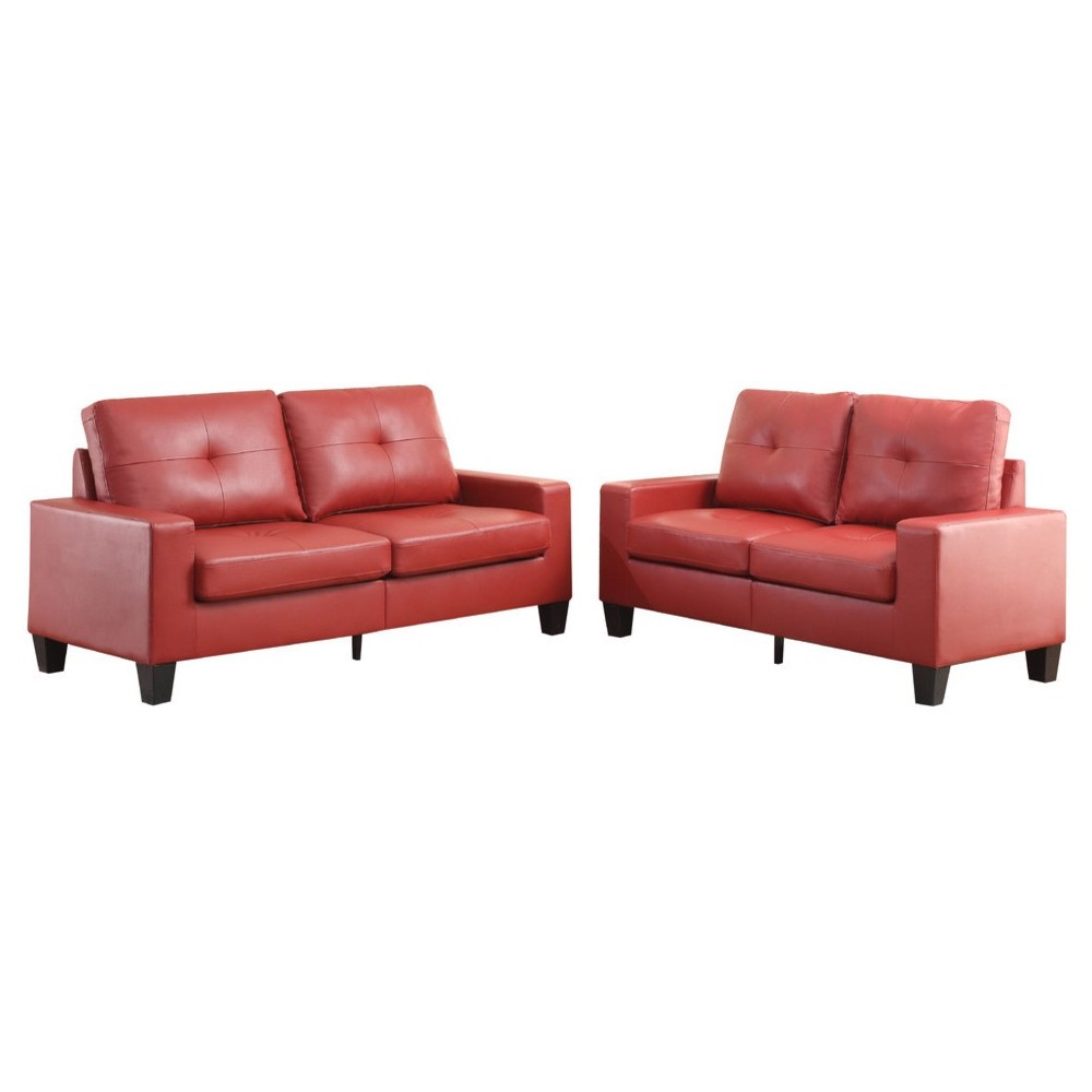 ACME Platinum II Sofa & Loveseat, Red PU ACME Platinum II Sofa & Loveseat, Red PU