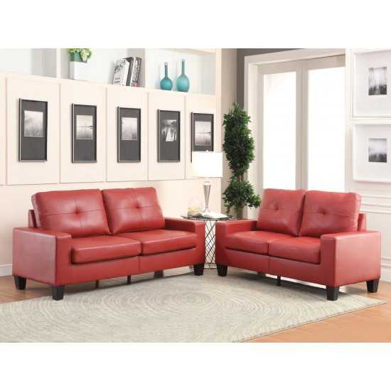 ACME Platinum II Sofa & Loveseat, Red PU