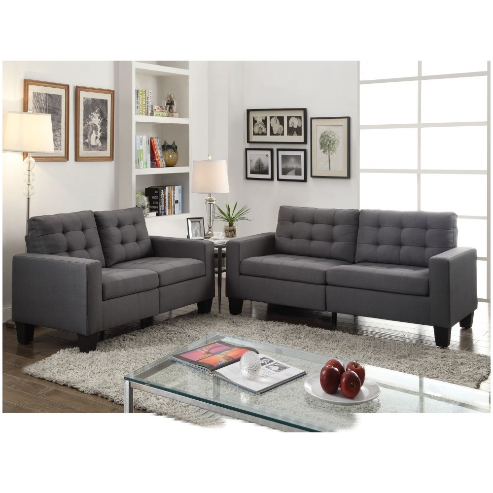 ACME Earsom Loveseat, Gray Linen