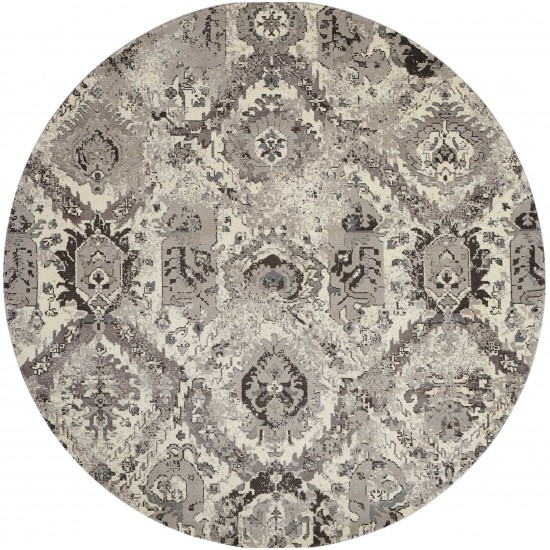 Nourison Twilight TWI03 Area Rug, Ivory/Grey, 8' x Round