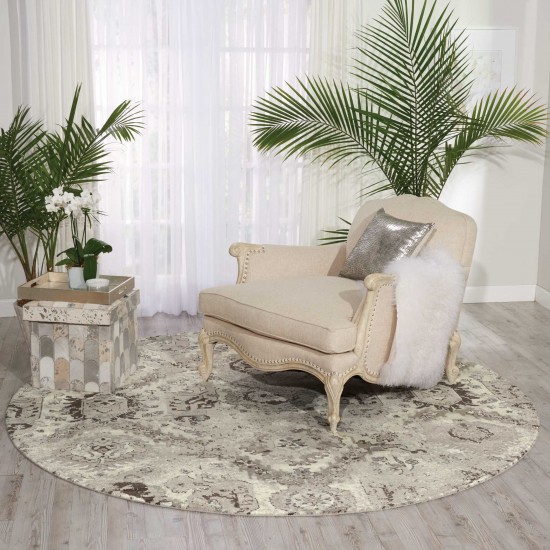 Nourison Twilight TWI03 Area Rug, Ivory/Grey, 8' x Round