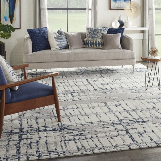 Nourison Twilight TWI10 Area Rug, Ivory/Navy, 12' x 15'