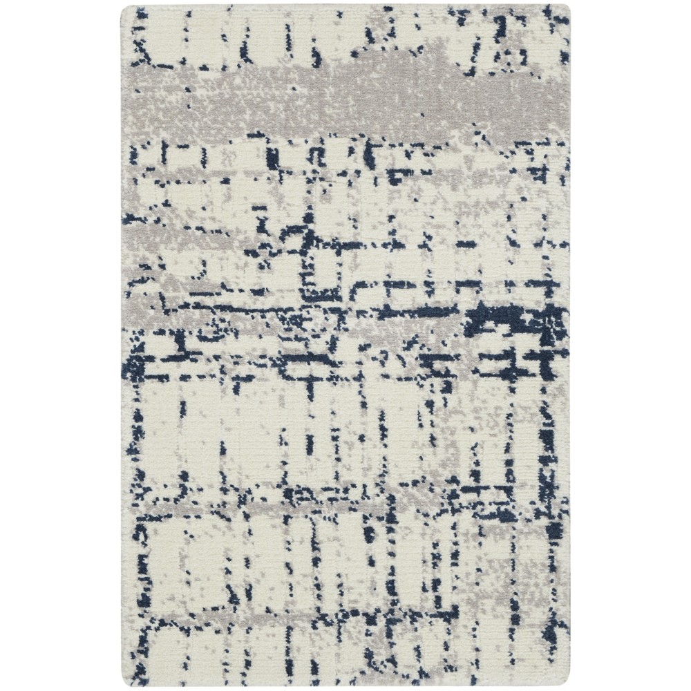 Nourison Twilight TWI10 Area Rug, Ivory/Navy, 2' x 3'