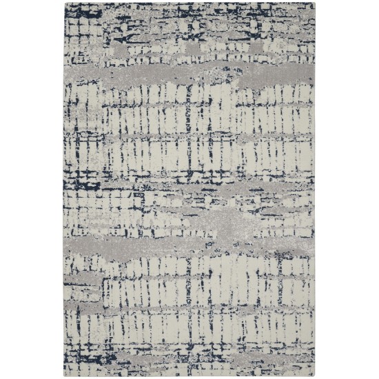 Nourison Twilight TWI10 Area Rug, Ivory/Navy, 5'6" x 8'