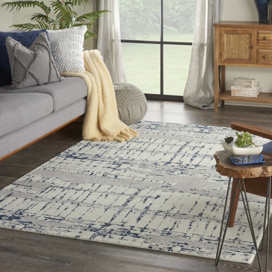 Nourison Twilight TWI10 Area Rug, Ivory/Navy, 5'6" x 8'