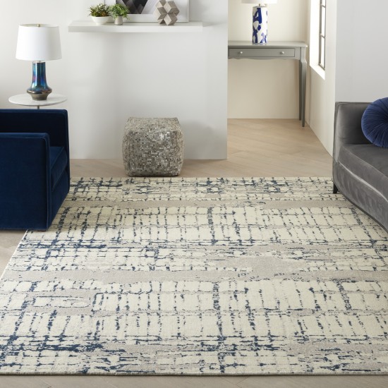 Nourison Twilight TWI10 Area Rug, Ivory/Navy, 7'9" x 9'9"