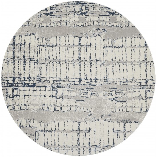 Nourison Twilight TWI10 Area Rug, Ivory/Navy, 8' x Round