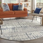 Nourison Twilight TWI10 Area Rug, Ivory/Navy, 8' x Round