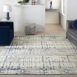 Nourison Twilight TWI10 Area Rug, Ivory/Navy, 8'6" x 11'6"