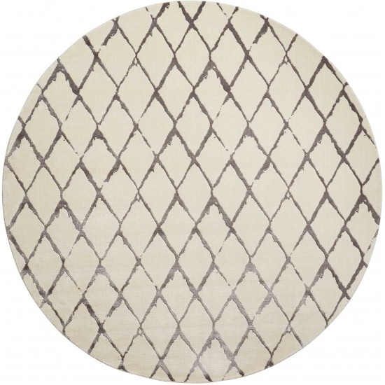 Nourison Twilight TWI15 Area Rug, Ivory/Grey, 8' x Round